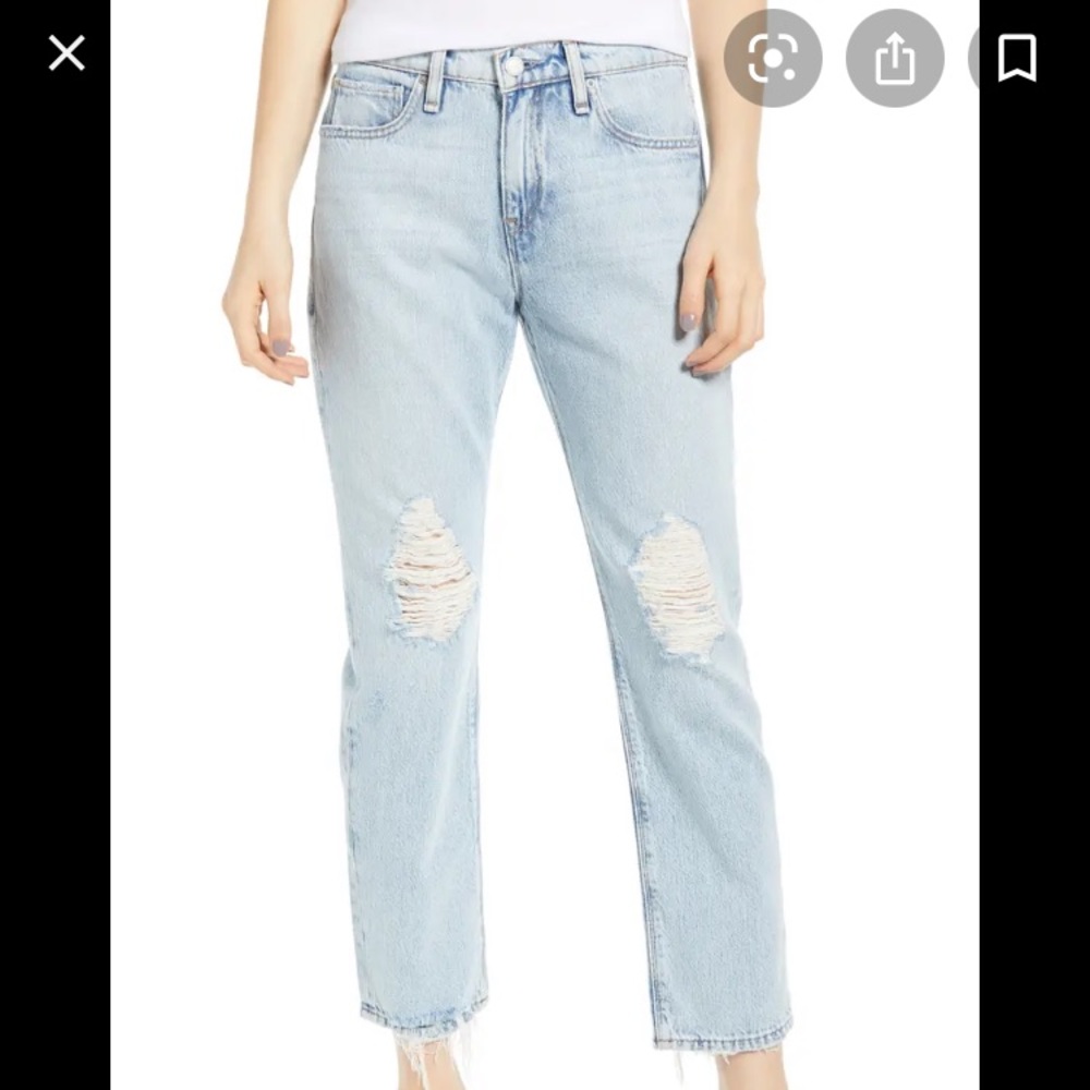 Hudson Jessi Ripped Crop Boyfriend Jeans 25 26
